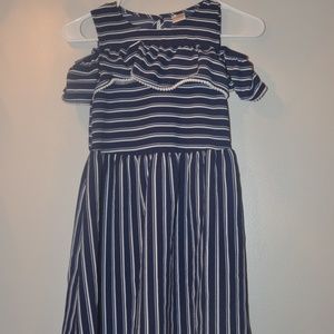 Girl's blue striped dress